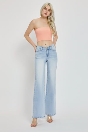 V for Victory Wide Leg Jeans in Light Wash