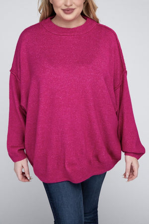 Allison Plus Raw Seam Melange Sweater in a Variety of Colors