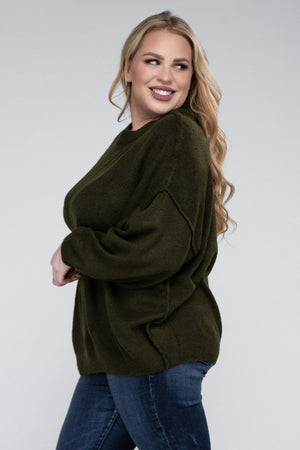 Allison Plus Raw Seam Melange Sweater in a Variety of Colors