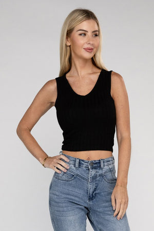 Rae Cropped Ribbed Sleeveless Top in a Variety of Colors