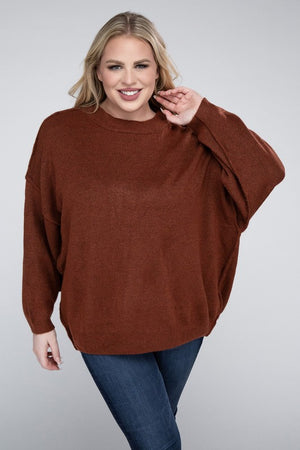 Allison Plus Raw Seam Melange Sweater in a Variety of Colors