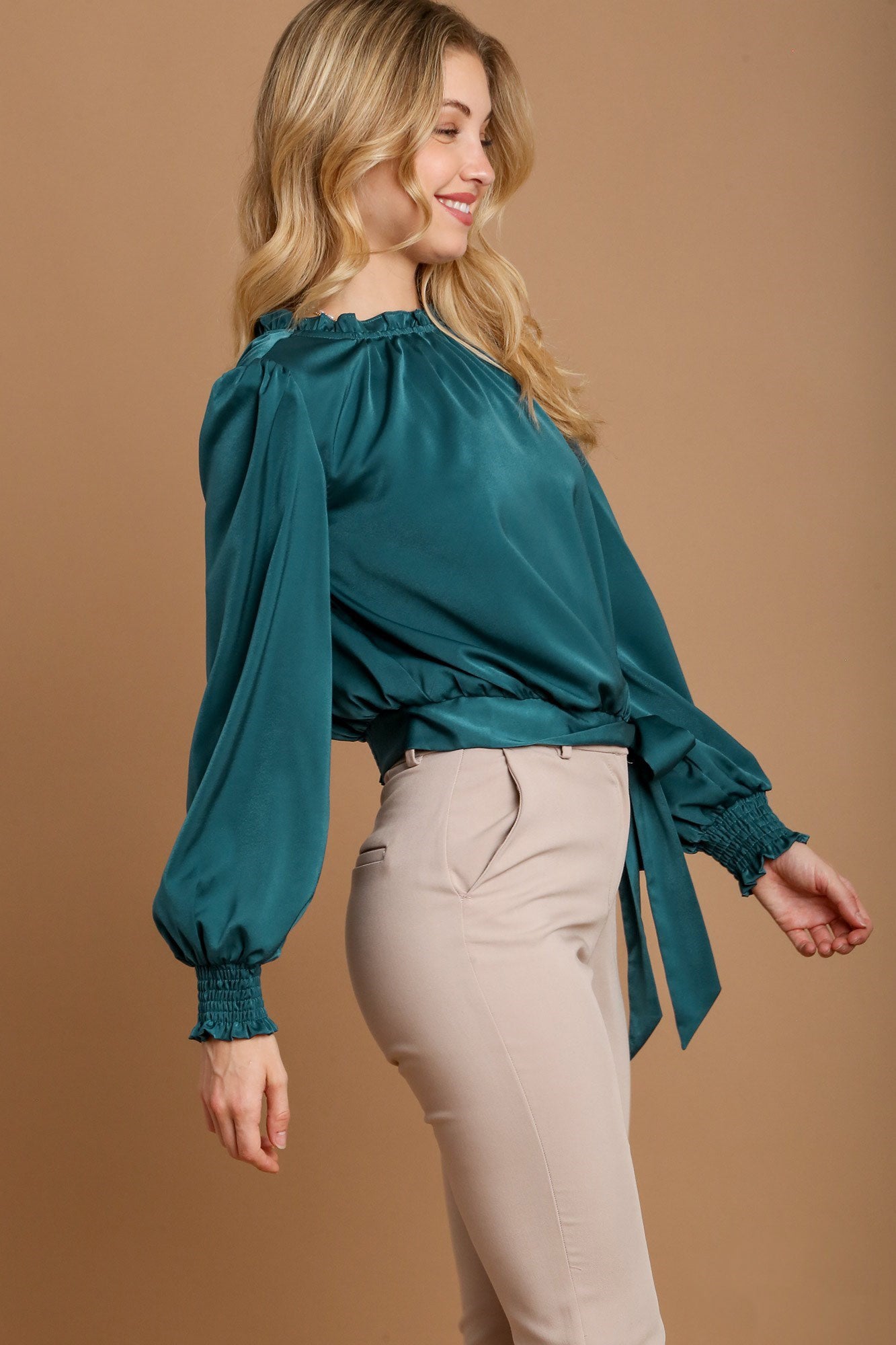 Bowed & Beautiful Blouse in Deep Teal