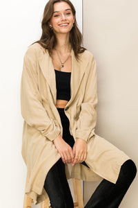 Notched Lapel Oversized Coat in Olive & Khaki