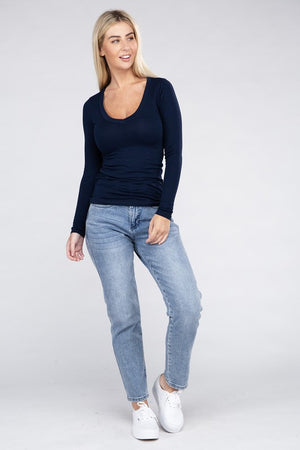 Ellie V-Neck Long Sleeve Tee in a Variety of Colors