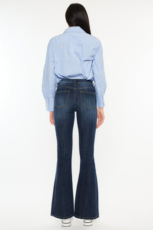 Alessia Mid Rise Flare Jeans in Dark Stone Wash