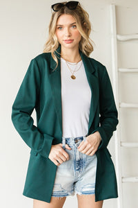 Timeless Classic Open Front Blazer in Hunter Green