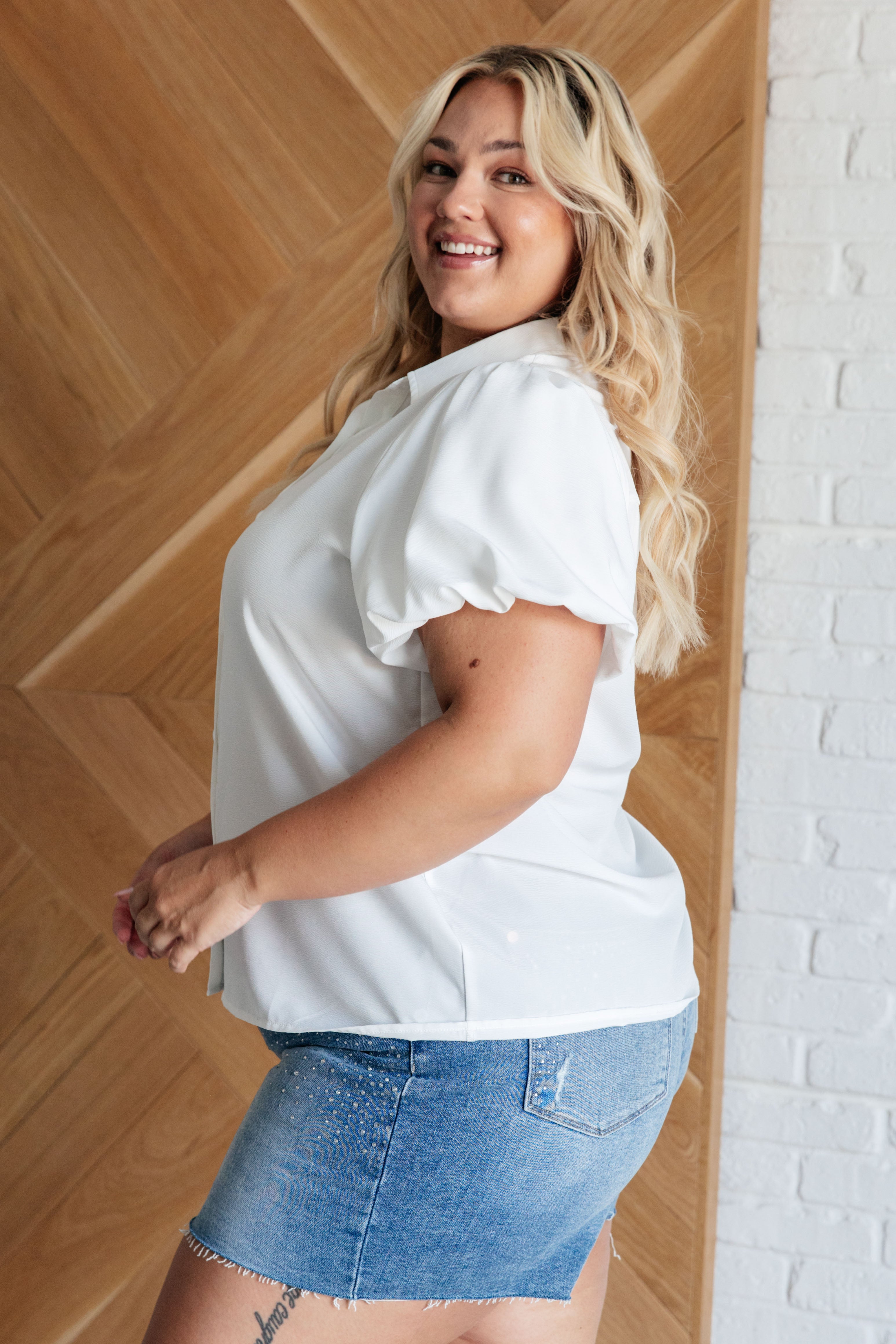 So Profesh Balloon Sleeve Blouse in White