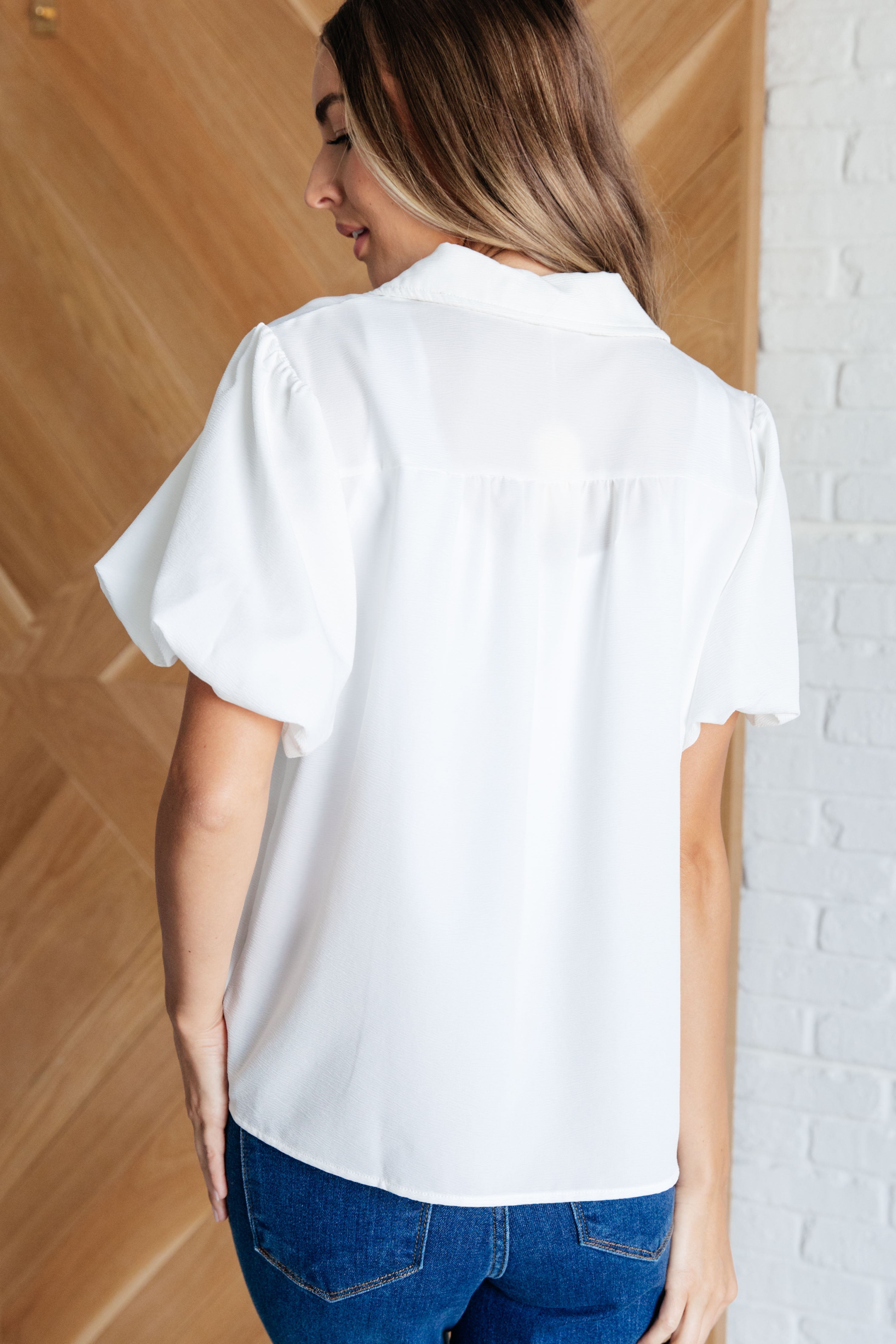 So Profesh Balloon Sleeve Blouse in White