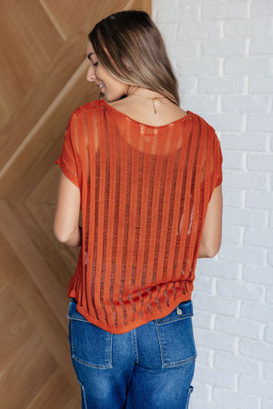 Ultra Luxe Open Knit Top in Burnt Orange