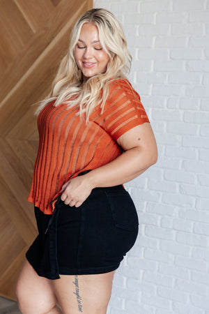 Ultra Luxe Open Knit Top in Burnt Orange