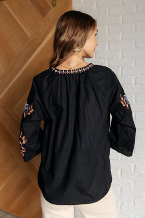 Embrace Today Embroidered V-Neck Blouse