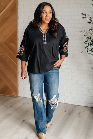 Embrace Today Embroidered V-Neck Blouse