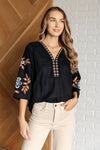 Embrace Today Embroidered V-Neck Blouse