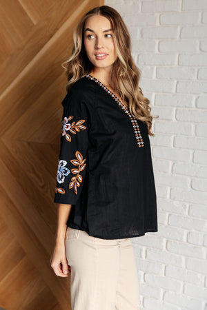 Embrace Today Embroidered V-Neck Blouse