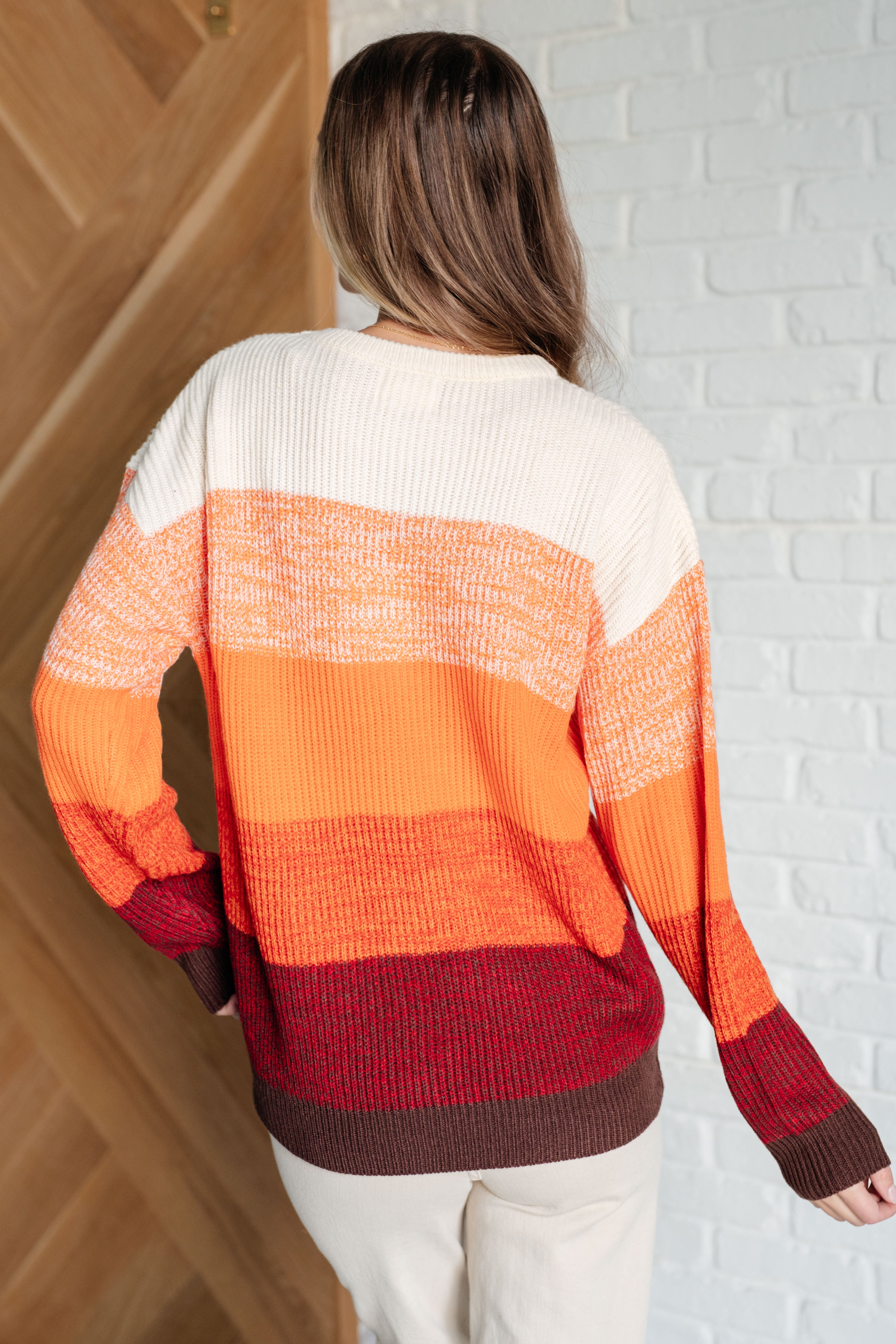 Sunset Hues Color Block Stripe Sweater