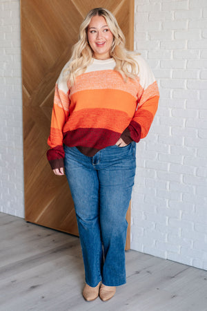 Sunset Hues Color Block Stripe Sweater