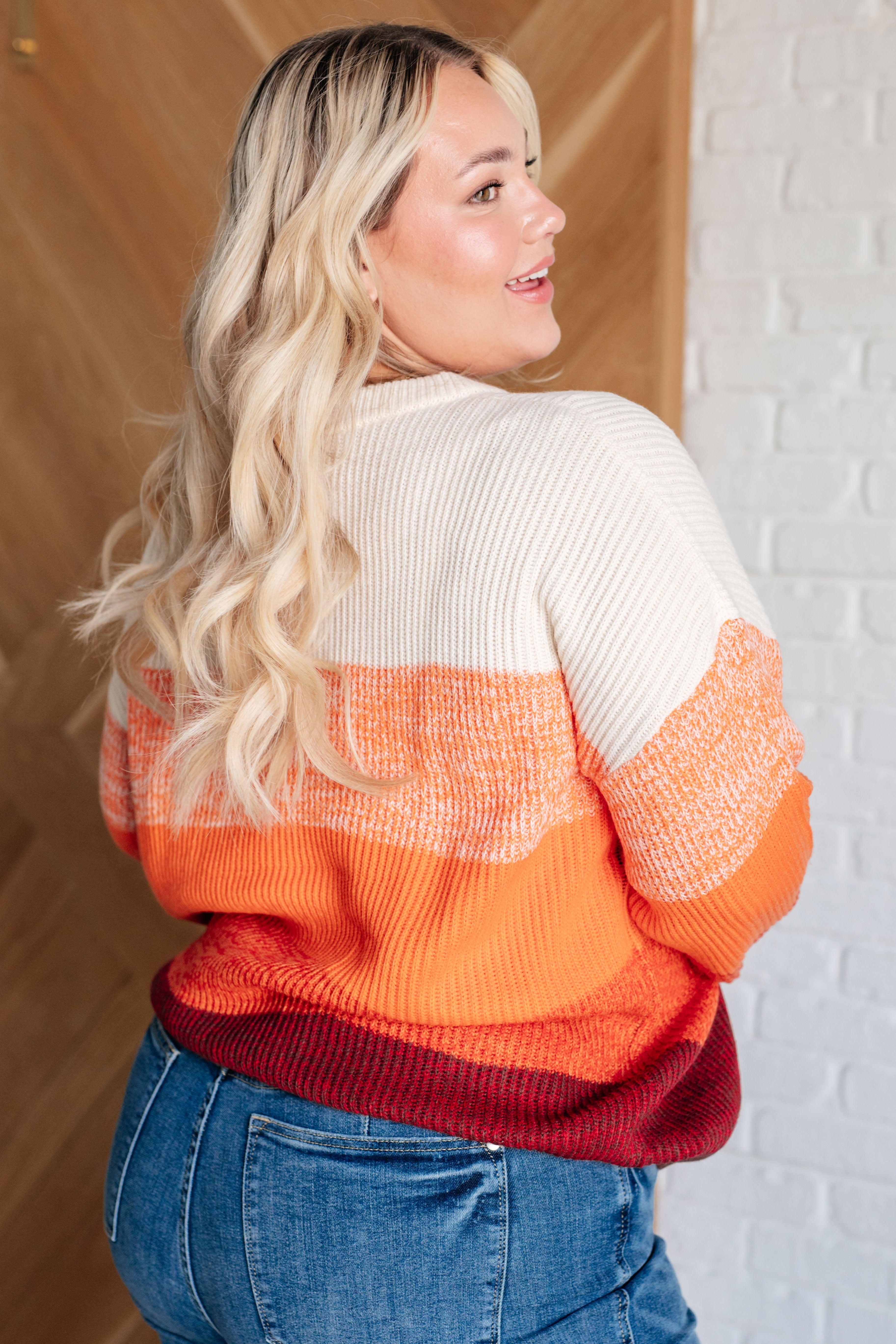 Sunset Hues Color Block Stripe Sweater