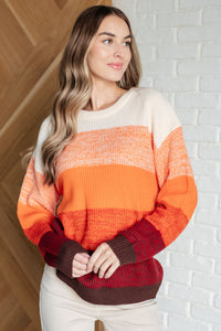 Sunset Hues Color Block Stripe Sweater