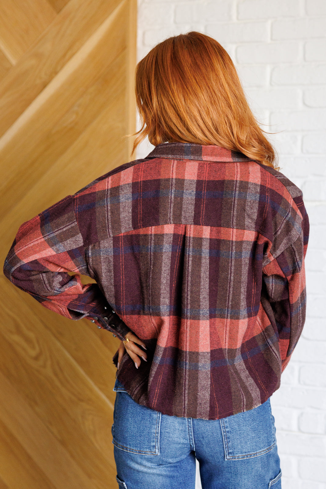 Plaid With Attitude Studded Cuff Jacket