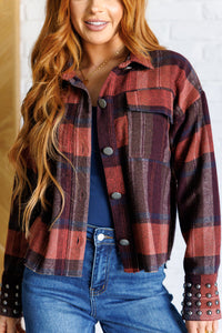 Plaid With Attitude Studded Cuff Jacket