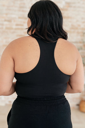 Queen of the Court Collared Cropped Tank in Black