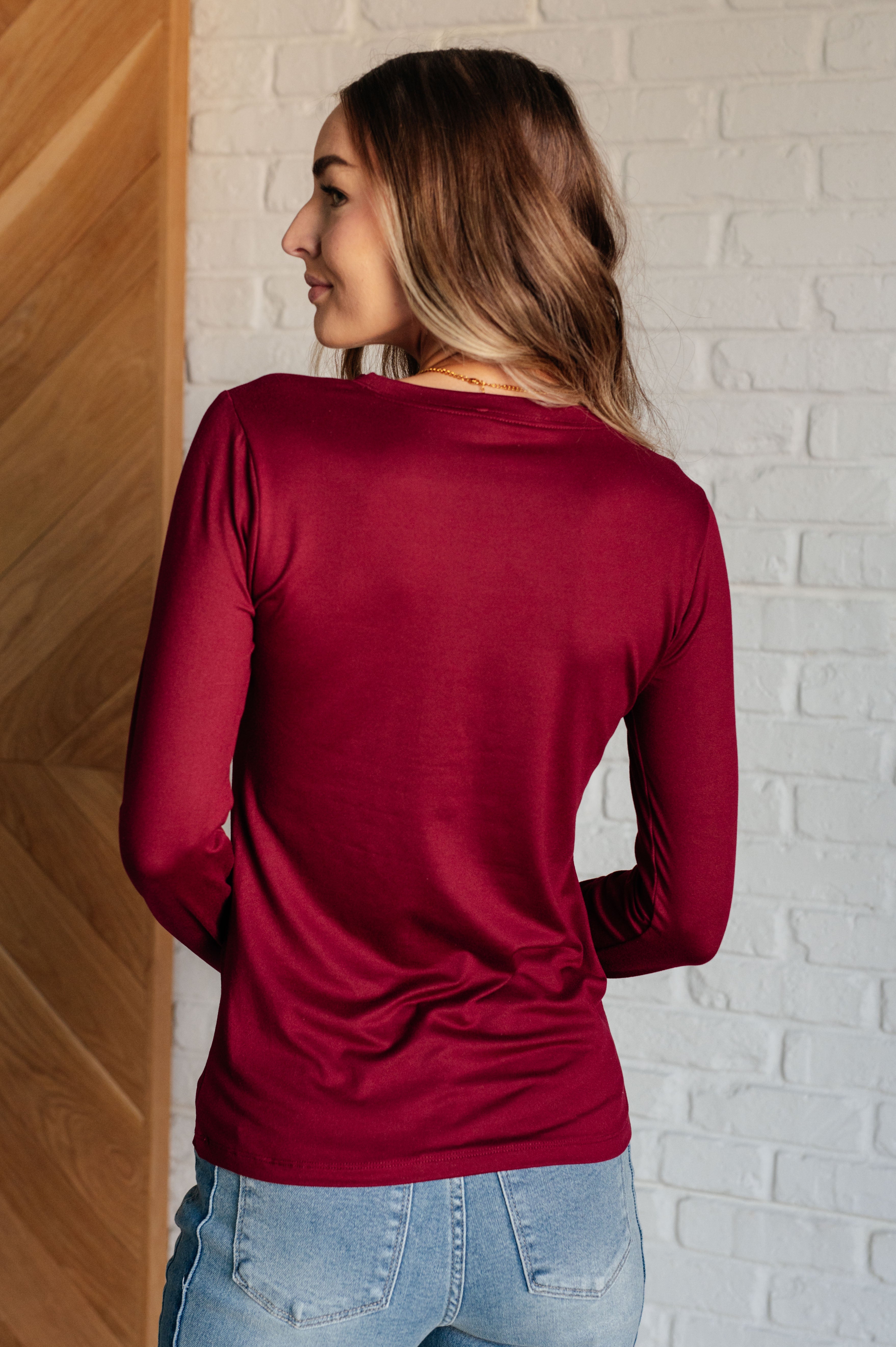 Smooth Touch Long Sleeve Tee in Cabernet