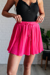 Pretty In Pleats Mini Skirt in Hot Pink