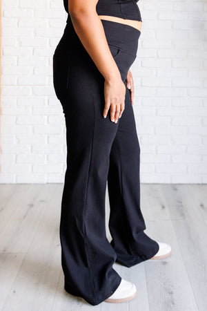 Forming Routines Twill Crossover Waist Flare Pants in Black