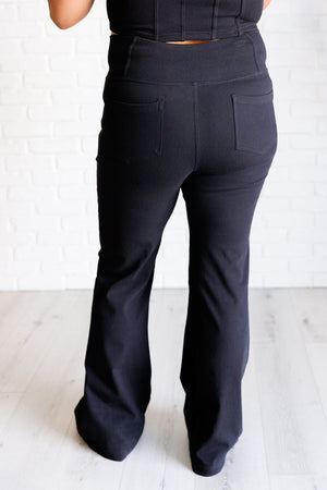 Forming Routines Twill Crossover Waist Flare Pants in Black