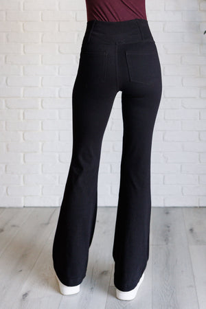 Forming Routines Twill Crossover Waist Flare Pants in Black