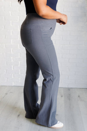 Forming Routines Twill Crossover Waist Flare Pants in Titanium