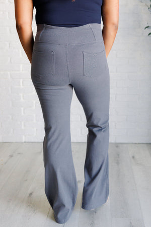 Forming Routines Twill Crossover Waist Flare Pants in Titanium