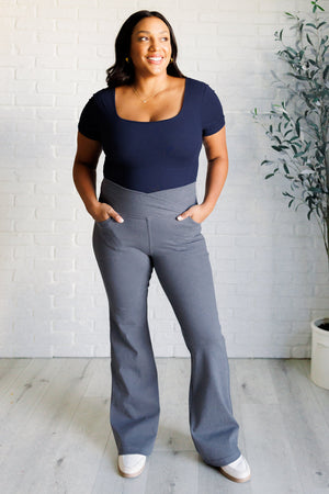 Forming Routines Twill Crossover Waist Flare Pants in Titanium