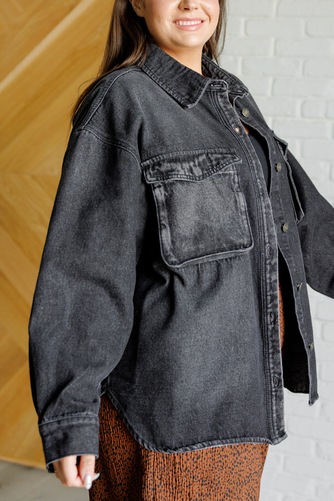 Rustic Charm Washed Denim Shacket