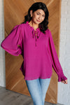 Poised Beauty Ruffle Neckline Blouse in Magenta