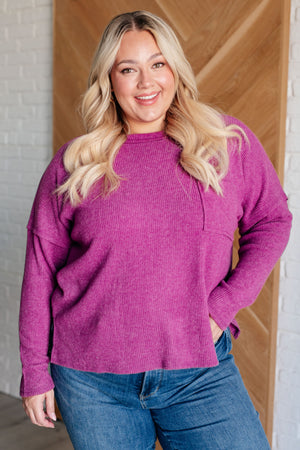 Laidback Style Ribbed Sweater in Light Plum