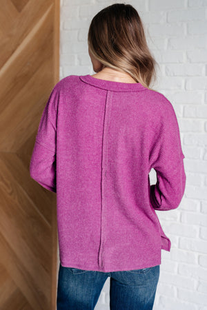 Laidback Style Ribbed Sweater in Light Plum