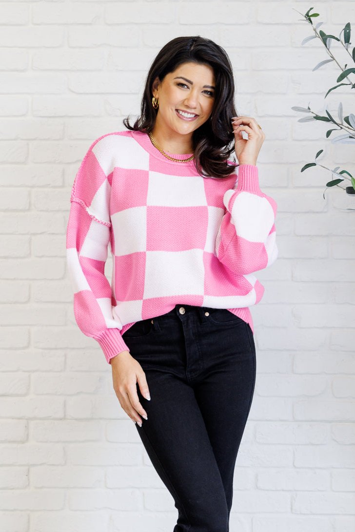 Checkmate Sweater in Pink