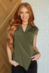 Audra Faux Wrap Top in Olive