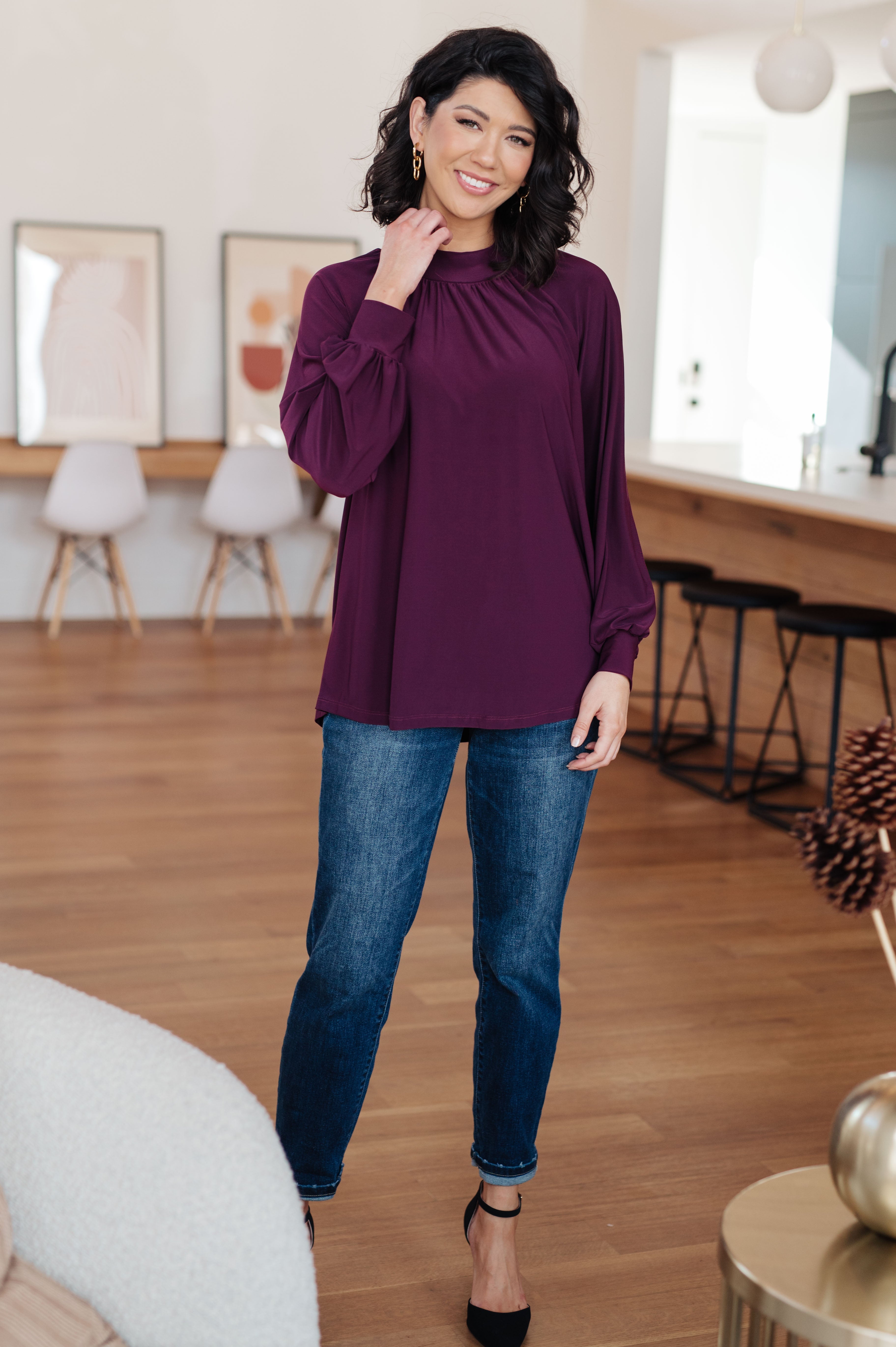 Finishing Touch Mock Neck Blouse