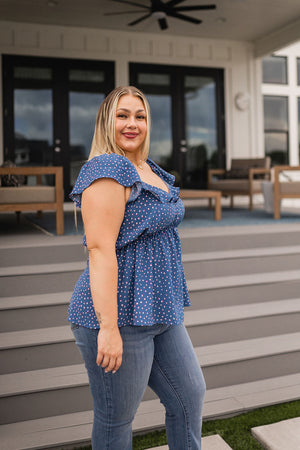 Ruffled Polka Dots Peplum Blouse