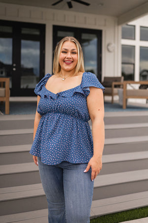 Ruffled Polka Dots Peplum Blouse