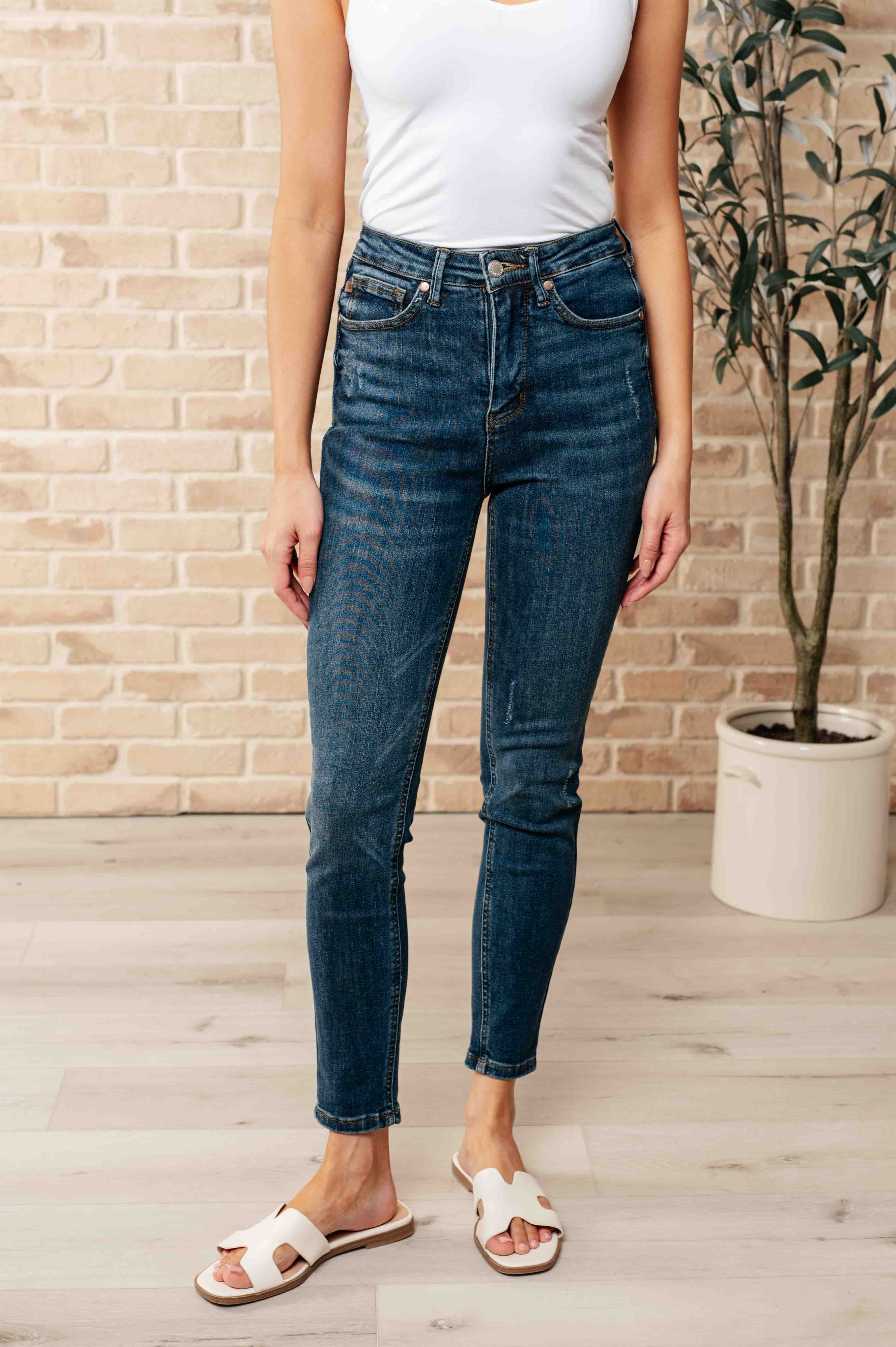 I'm In Control Top Skinny Jeans in Dark Wash