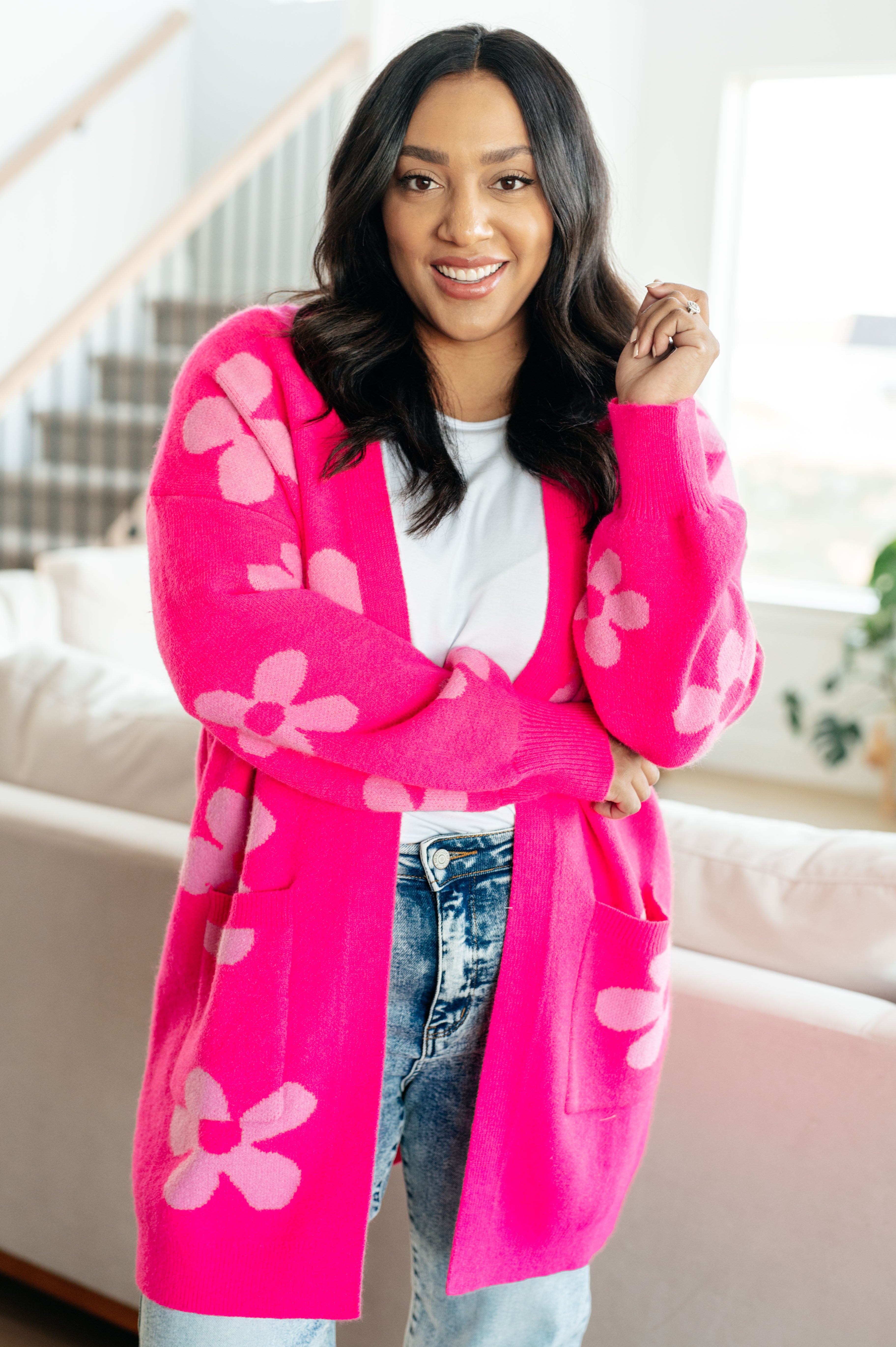 Fresh as a Daisy Cardigan in Pink