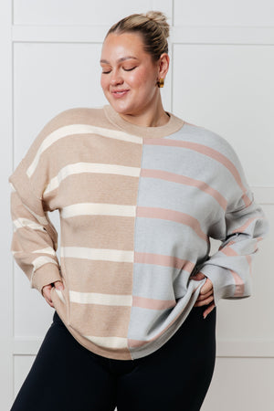 Artful Stripes Patchwork Sweater