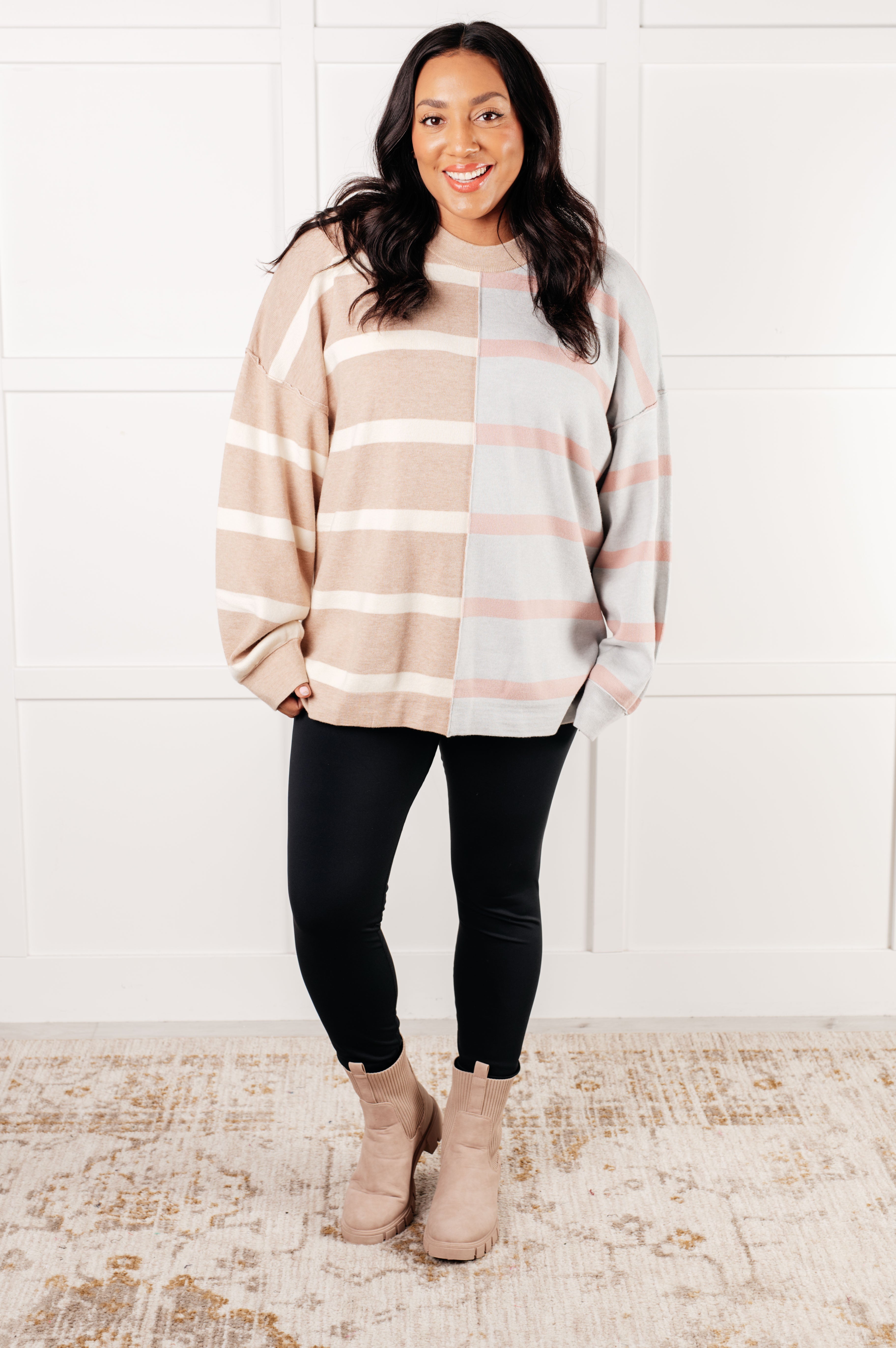 Artful Stripes Patchwork Sweater