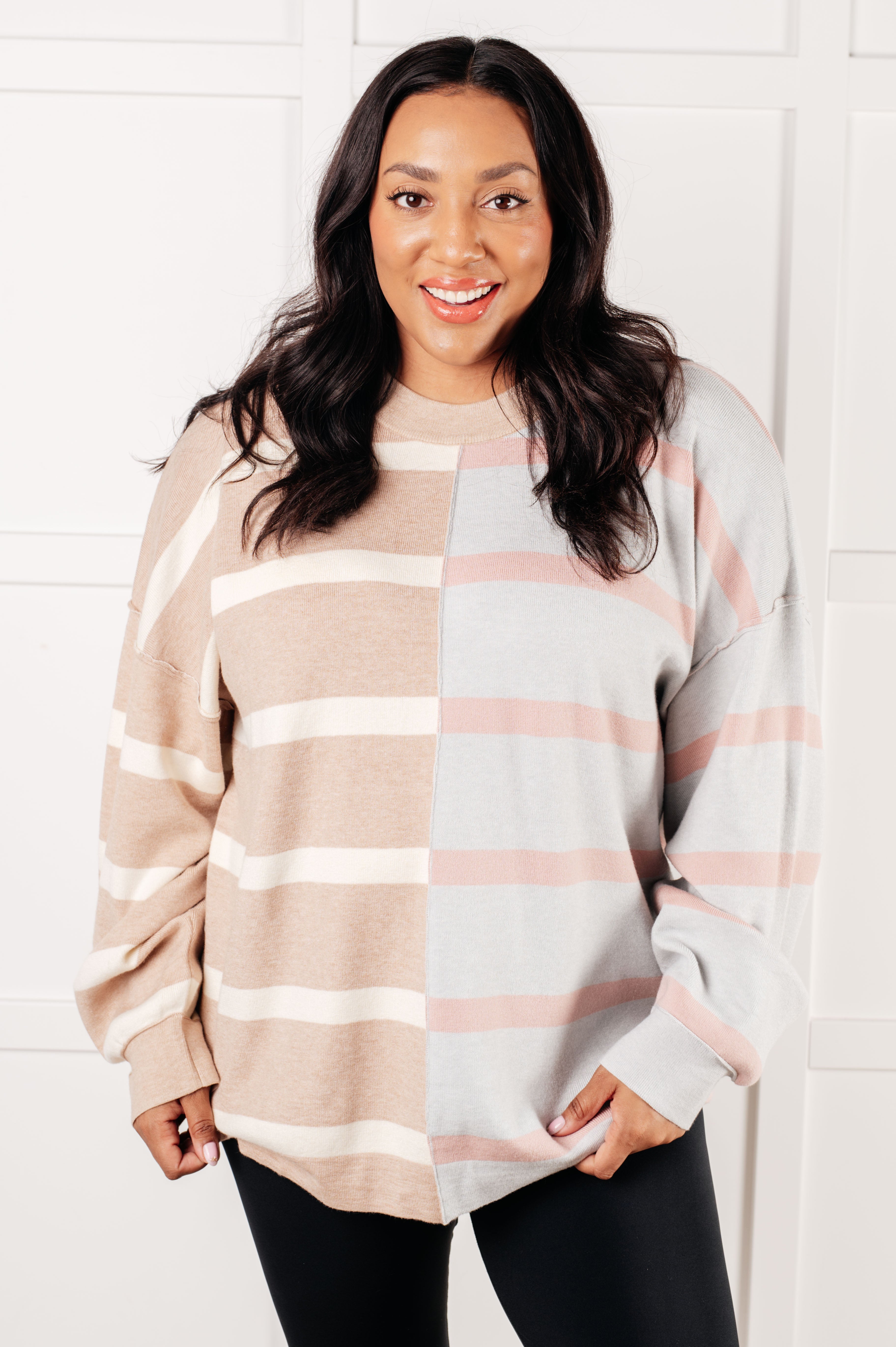 Artful Stripes Patchwork Sweater