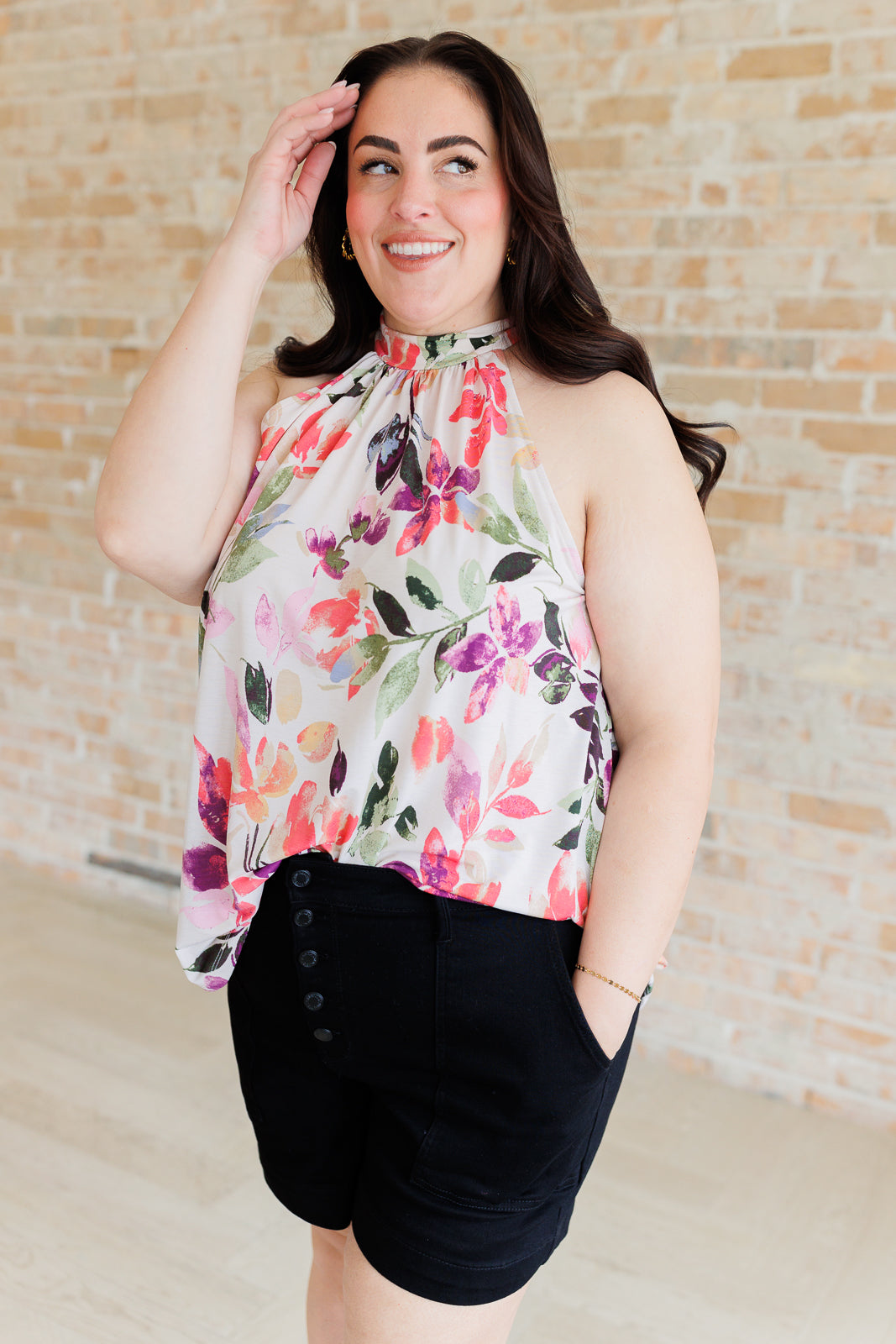 Touch of Elegance Floral Halter Blouse