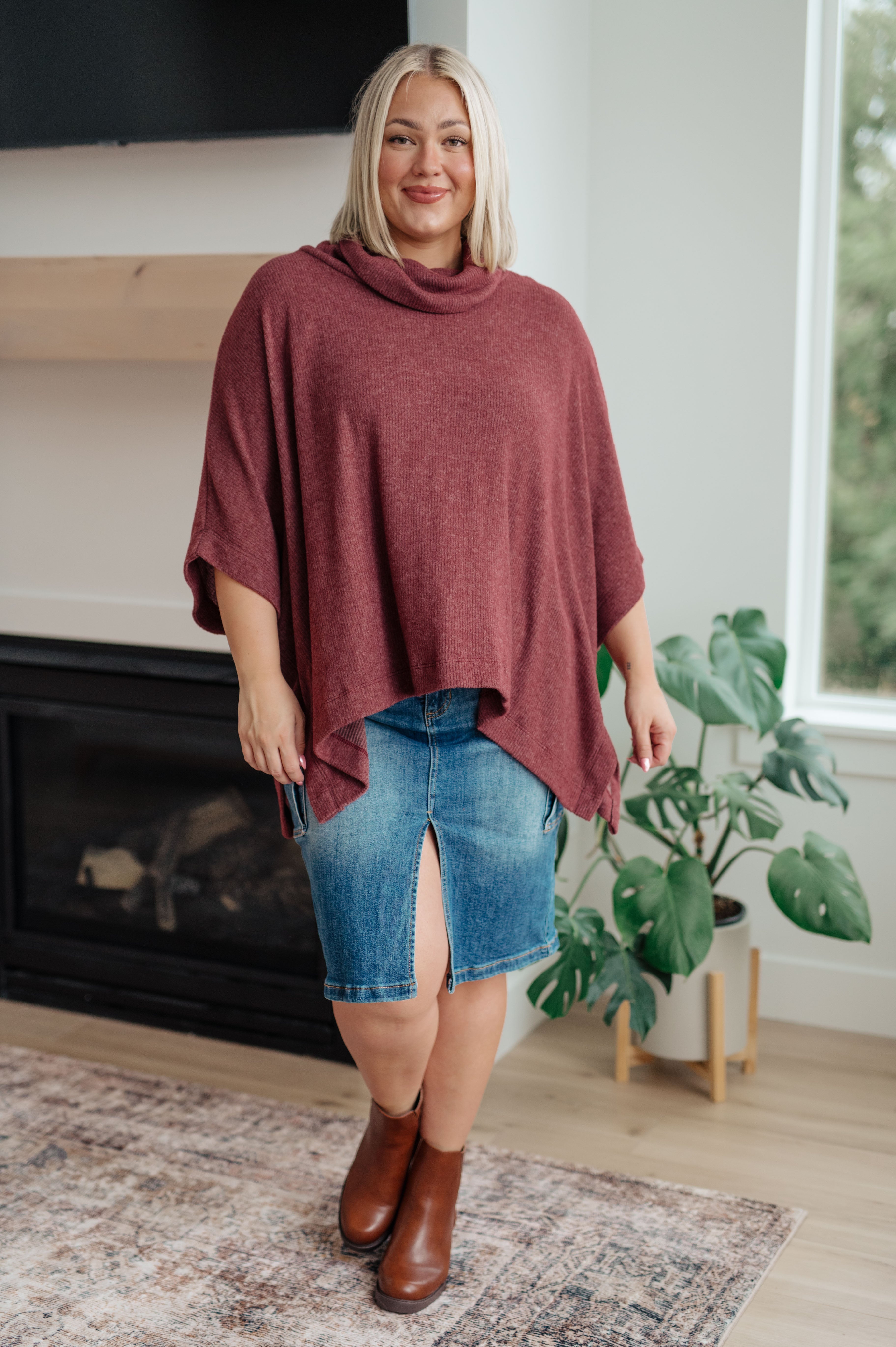 Unmistakable Style Cowl Neck Poncho