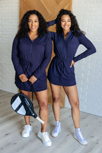 Touch of Style Hoodie Romper in Navy